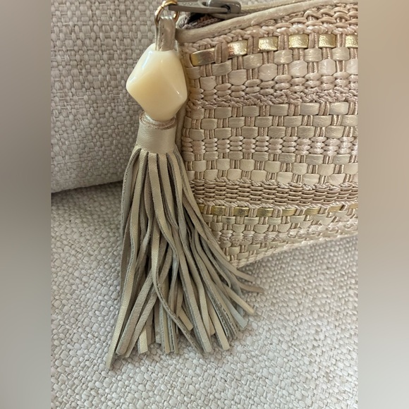 Vintage 1980s Sharif Gold & off whiteMetallic Woven LeatherShoulder Bag - Picture 6 of 16